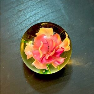 Antique glass rose paper weight